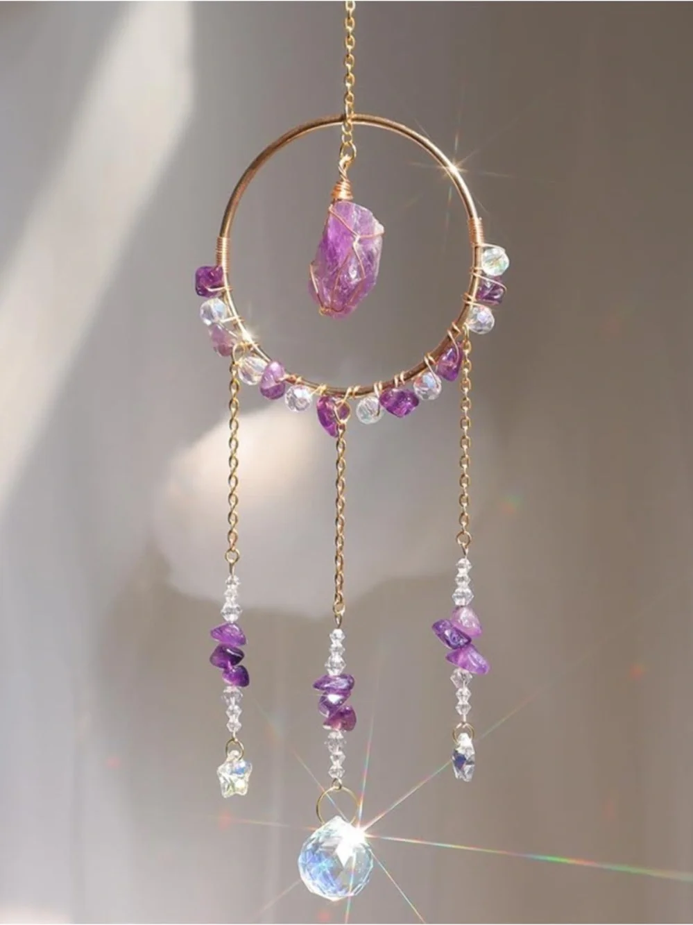 🆕New Amethyst Crystal Sun-catcher Healing & Home Decor - Picture 3 of 5